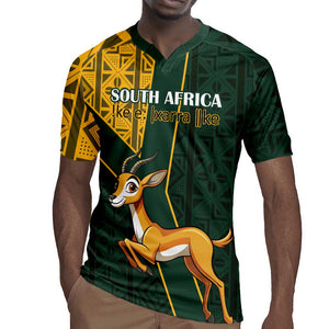 Custom South Africa Springbok Jumping Rugby Jersey With Kente Patterns