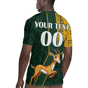 Custom South Africa Springbok Jumping Rugby Jersey With Kente Patterns