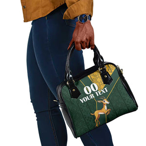 Custom South Africa Springbok Jumping Shoulder Handbag With Kente Patterns