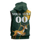 Custom South Africa Springbok Jumping Sleeveless Zip Hoodie With Kente Patterns - African Pride