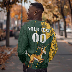 Custom South Africa Springbok Jumping Sweatshirt With Kente Patterns