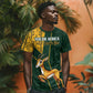 Custom South Africa Springbok Jumping T shirt With Kente Patterns
