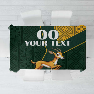 Custom South Africa Springbok Jumping Tablecloth With Kente Patterns