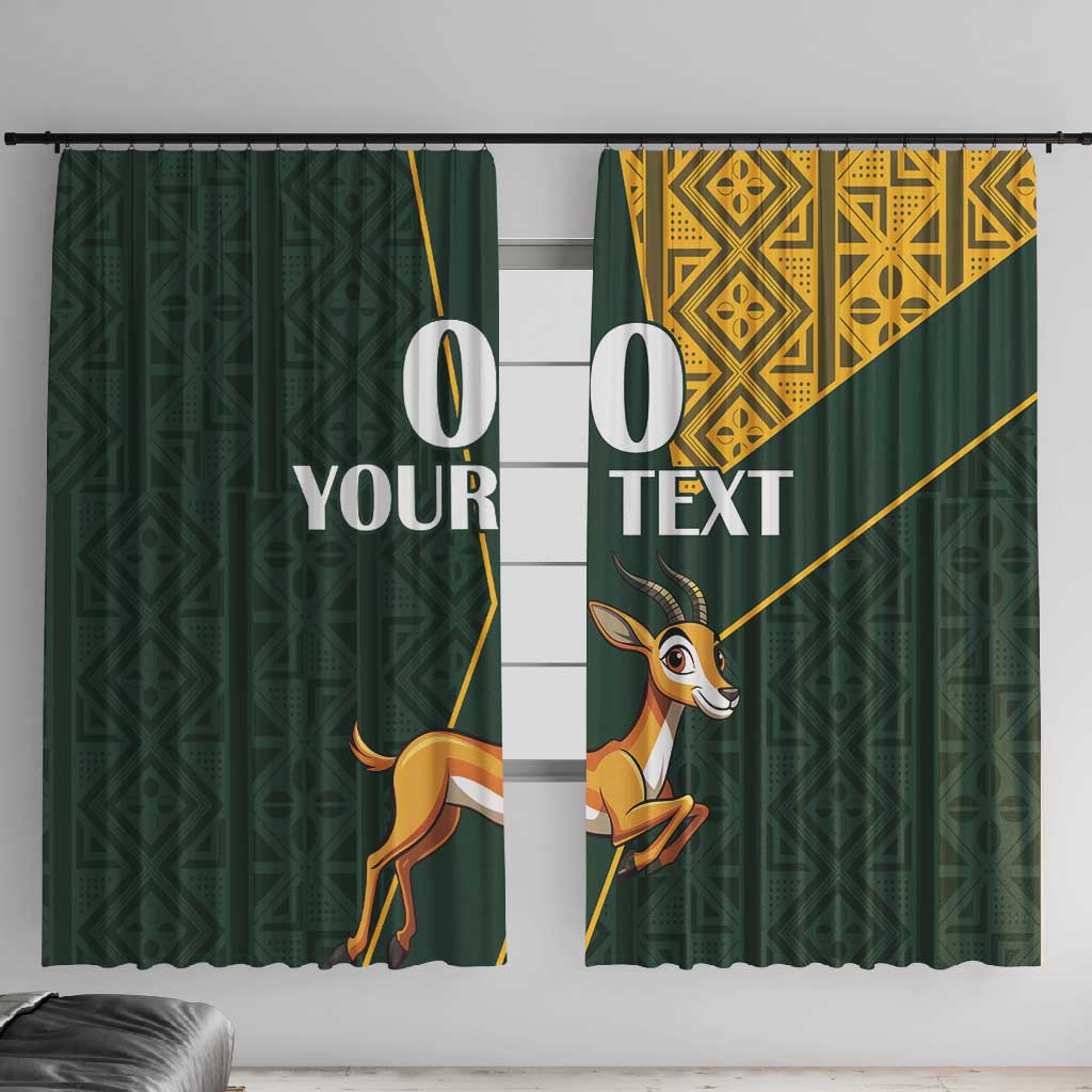 Custom South Africa Springbok Jumping Window Curtain With Kente Patterns