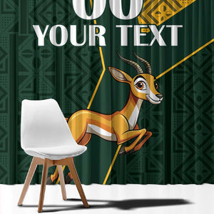 Custom South Africa Springbok Jumping Window Curtain With Kente Patterns