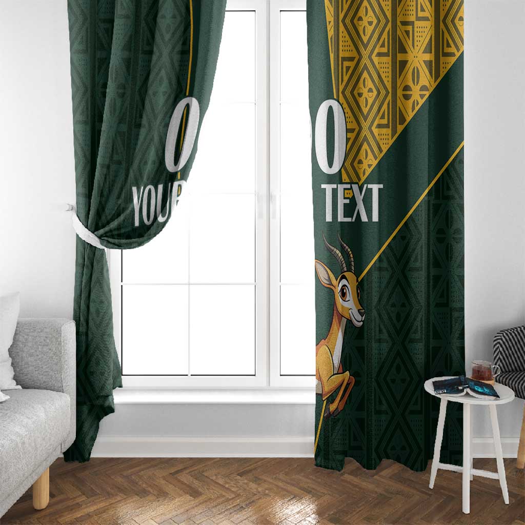 Custom South Africa Springbok Jumping Window Curtain With Kente Patterns