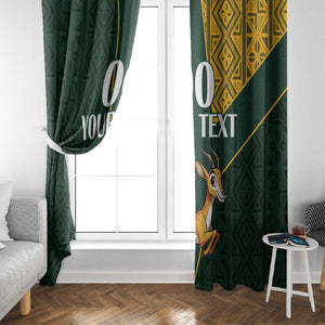 Custom South Africa Springbok Jumping Window Curtain With Kente Patterns