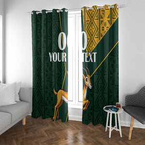 Custom South Africa Springbok Jumping Window Curtain With Kente Patterns