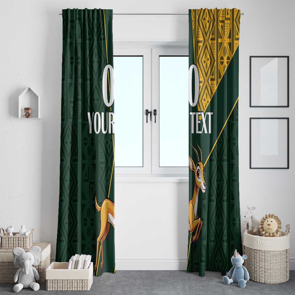 Custom South Africa Springbok Jumping Window Curtain With Kente Patterns