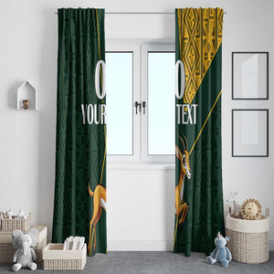 Custom South Africa Springbok Jumping Window Curtain With Kente Patterns