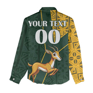 Custom South Africa Springbok Jumping Women Casual Shirt With Kente Patterns