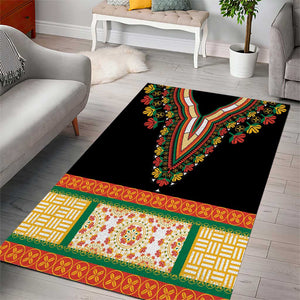 Africa Dashiki Area Rug Embroidery Neckline Floral Pattern