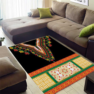 Africa Dashiki Area Rug Embroidery Neckline Floral Pattern