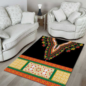 Africa Dashiki Area Rug Embroidery Neckline Floral Pattern