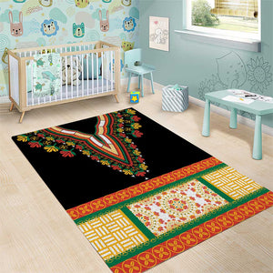 Africa Dashiki Area Rug Embroidery Neckline Floral Pattern