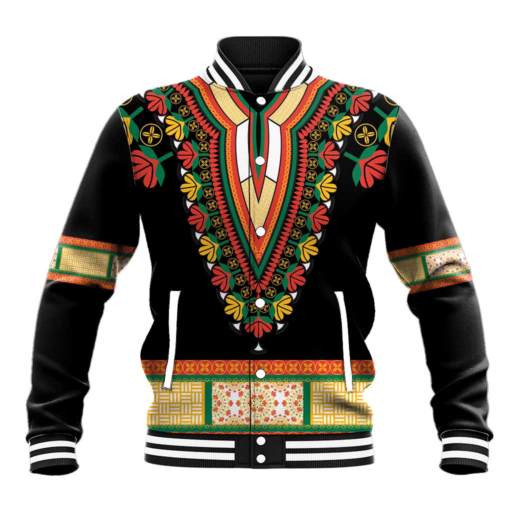 Africa Dashiki Baseball Jacket Embroidery Neckline Floral Pattern LT18