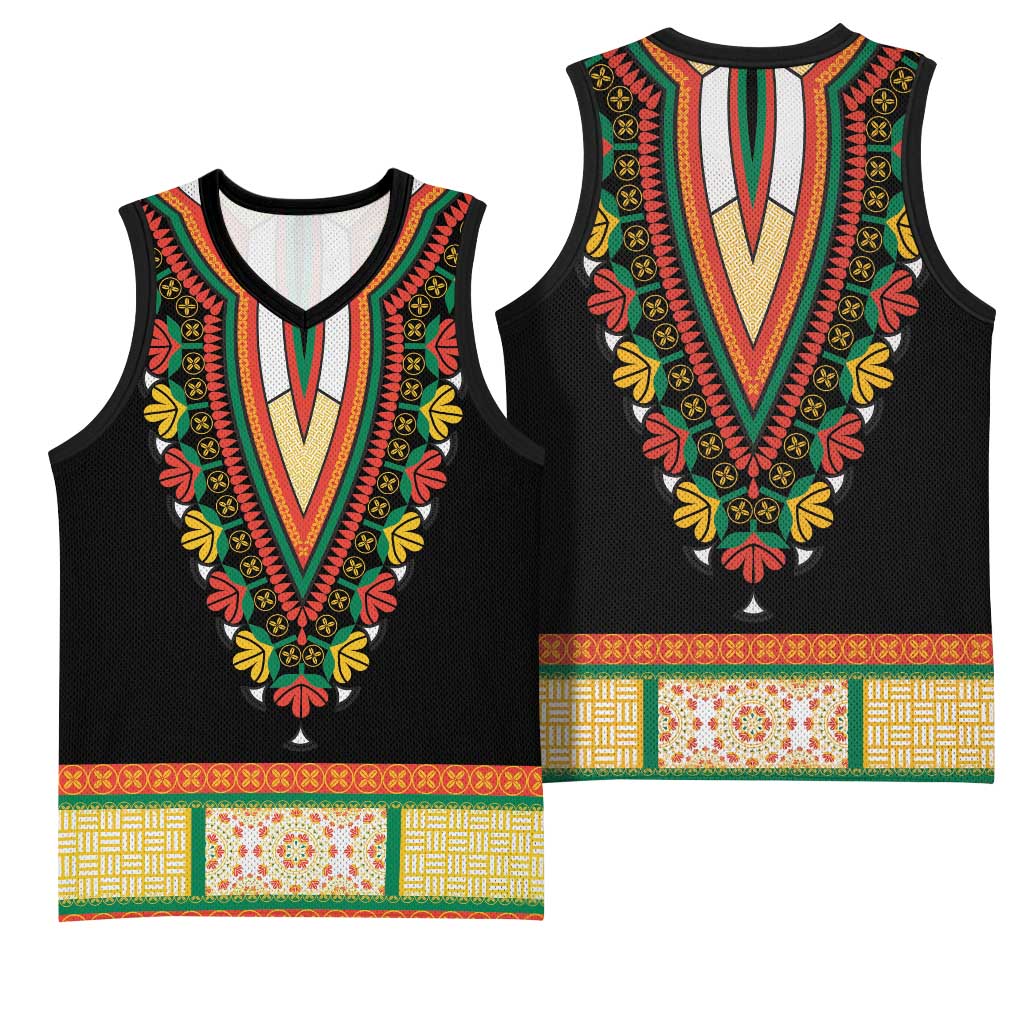 Africa Dashiki Basketball Jersey Embroidery Neckline Floral Pattern LT18