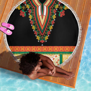 Africa Dashiki Beach Blanket Embroidery Neckline Floral Pattern