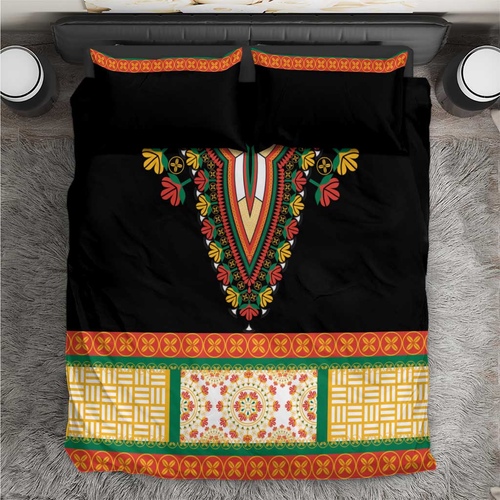 Africa Dashiki Bedding Set Embroidery Neckline Floral Pattern