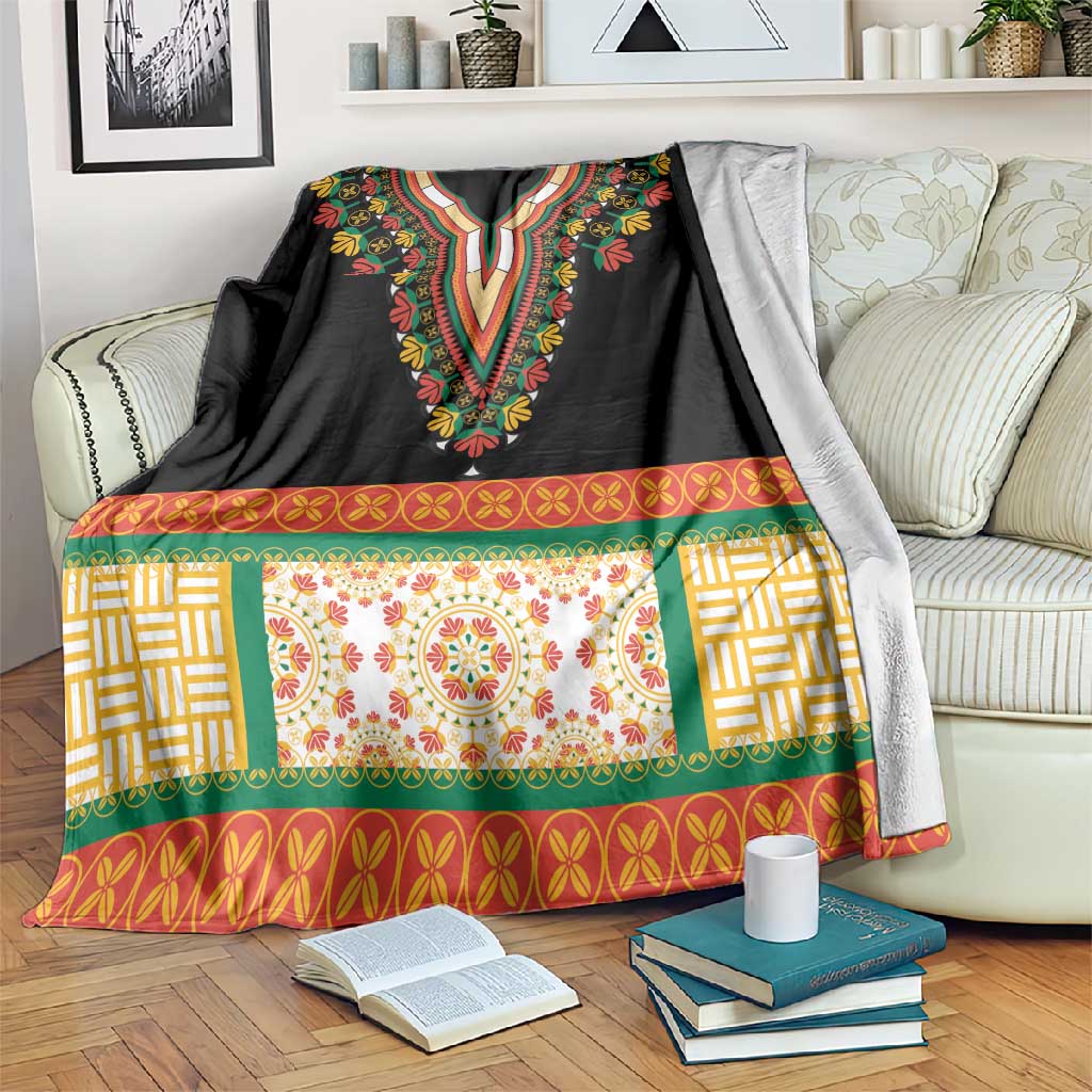 Africa Dashiki Blanket Embroidery Neckline Floral Pattern