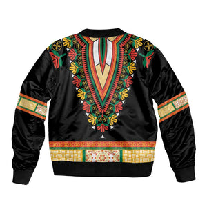 Africa Dashiki Bomber Jacket Embroidery Neckline Floral Pattern