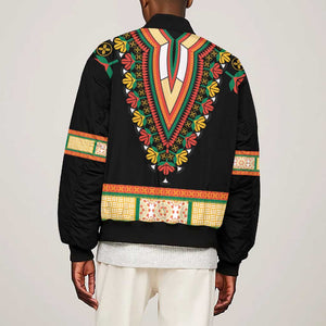 Africa Dashiki Bomber Jacket Embroidery Neckline Floral Pattern