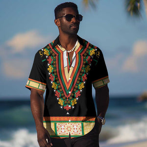 Africa Dashiki Hawaiian Shirt Embroidery Neckline Floral Pattern