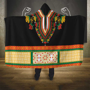 Africa Dashiki Hooded Blanket Embroidery Neckline Floral Pattern