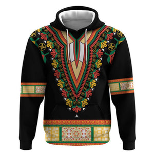 Africa Dashiki Hoodie Embroidery Neckline Floral Pattern