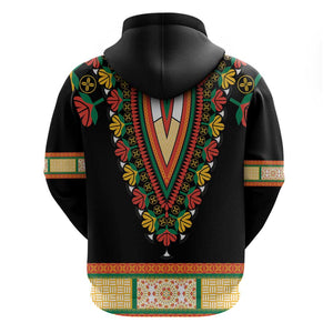 Africa Dashiki Hoodie Embroidery Neckline Floral Pattern