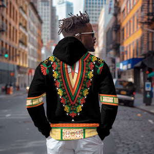 Africa Dashiki Hoodie Embroidery Neckline Floral Pattern