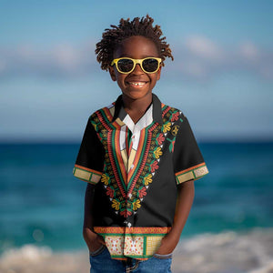 Africa Dashiki Kid Hawaiian Shirt Embroidery Neckline Floral Pattern