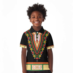 Africa Dashiki Kid Polo Shirt Embroidery Neckline Floral Pattern