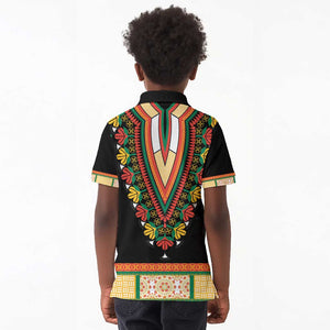 Africa Dashiki Kid Polo Shirt Embroidery Neckline Floral Pattern