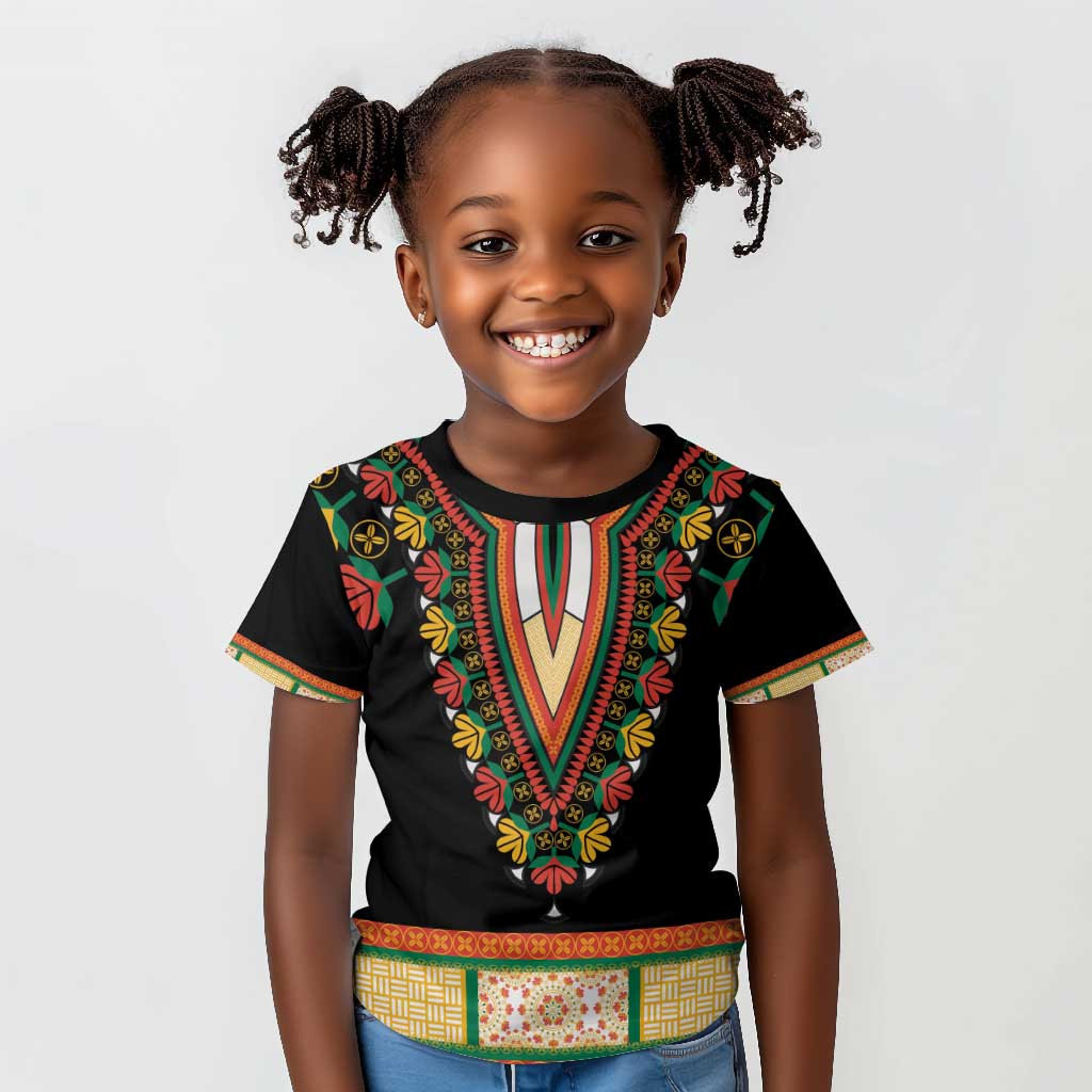 Africa Dashiki Kid T shirt Embroidery Neckline Floral Pattern