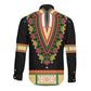 Africa Dashiki Long Sleeve Button Shirt Embroidery Neckline Floral Pattern