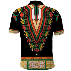 Africa Dashiki Polo Shirt Embroidery Neckline Floral Pattern