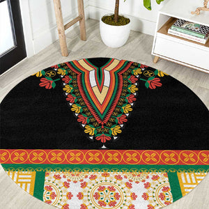 Africa Dashiki Round Carpet Embroidery Neckline Floral Pattern