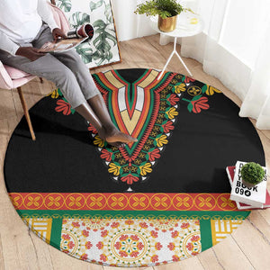 Africa Dashiki Round Carpet Embroidery Neckline Floral Pattern