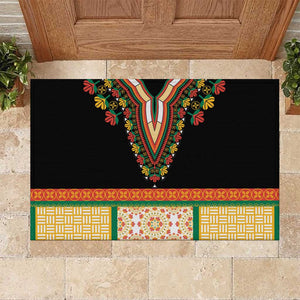 Africa Dashiki Rubber Doormat Embroidery Neckline Floral Pattern