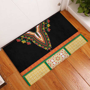 Africa Dashiki Rubber Doormat Embroidery Neckline Floral Pattern