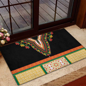 Africa Dashiki Rubber Doormat Embroidery Neckline Floral Pattern