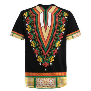 Africa Dashiki Rugby Jersey Embroidery Neckline Floral Pattern