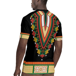 Africa Dashiki Rugby Jersey Embroidery Neckline Floral Pattern