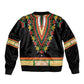 Africa Dashiki Sleeve Zip Bomber Jacket Embroidery Neckline Floral Pattern