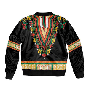 Africa Dashiki Sleeve Zip Bomber Jacket Embroidery Neckline Floral Pattern