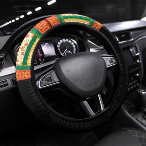 Africa Dashiki Steering Wheel Cover Embroidery Neckline Floral Pattern