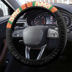 Africa Dashiki Steering Wheel Cover Embroidery Neckline Floral Pattern