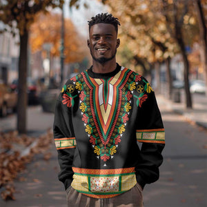 Africa Dashiki Sweatshirt Embroidery Neckline Floral Pattern