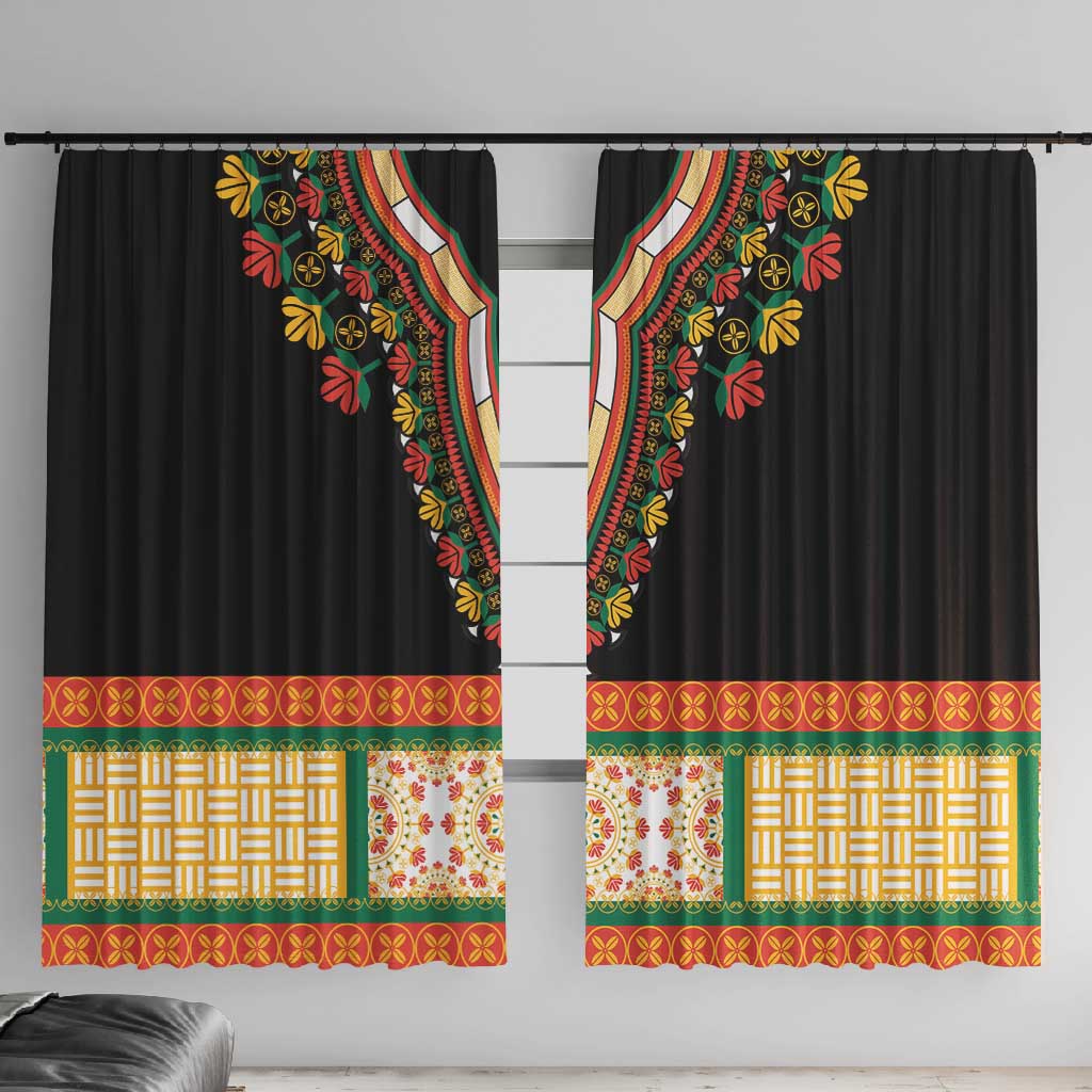 Africa Dashiki Window Curtain Embroidery Neckline Floral Pattern